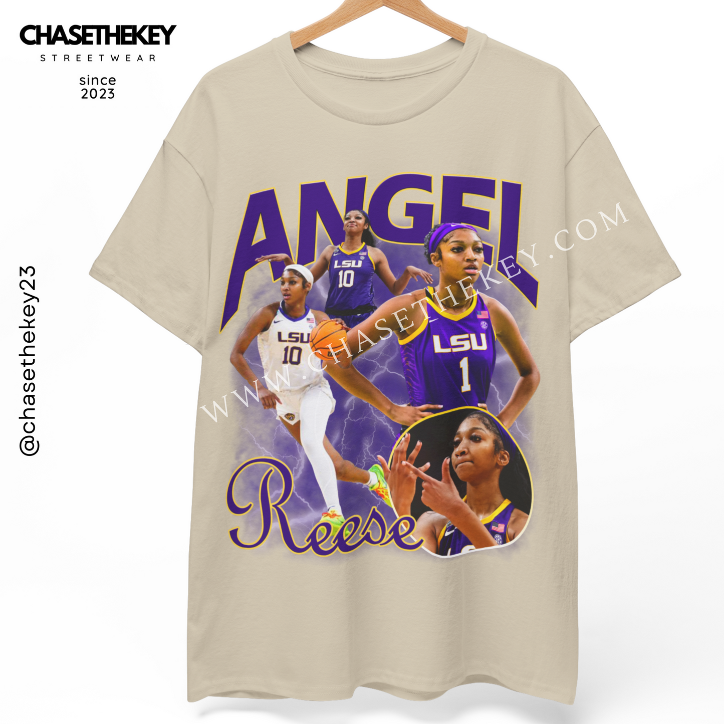 LSU Tigers basketball shirt featuring Angel Reese