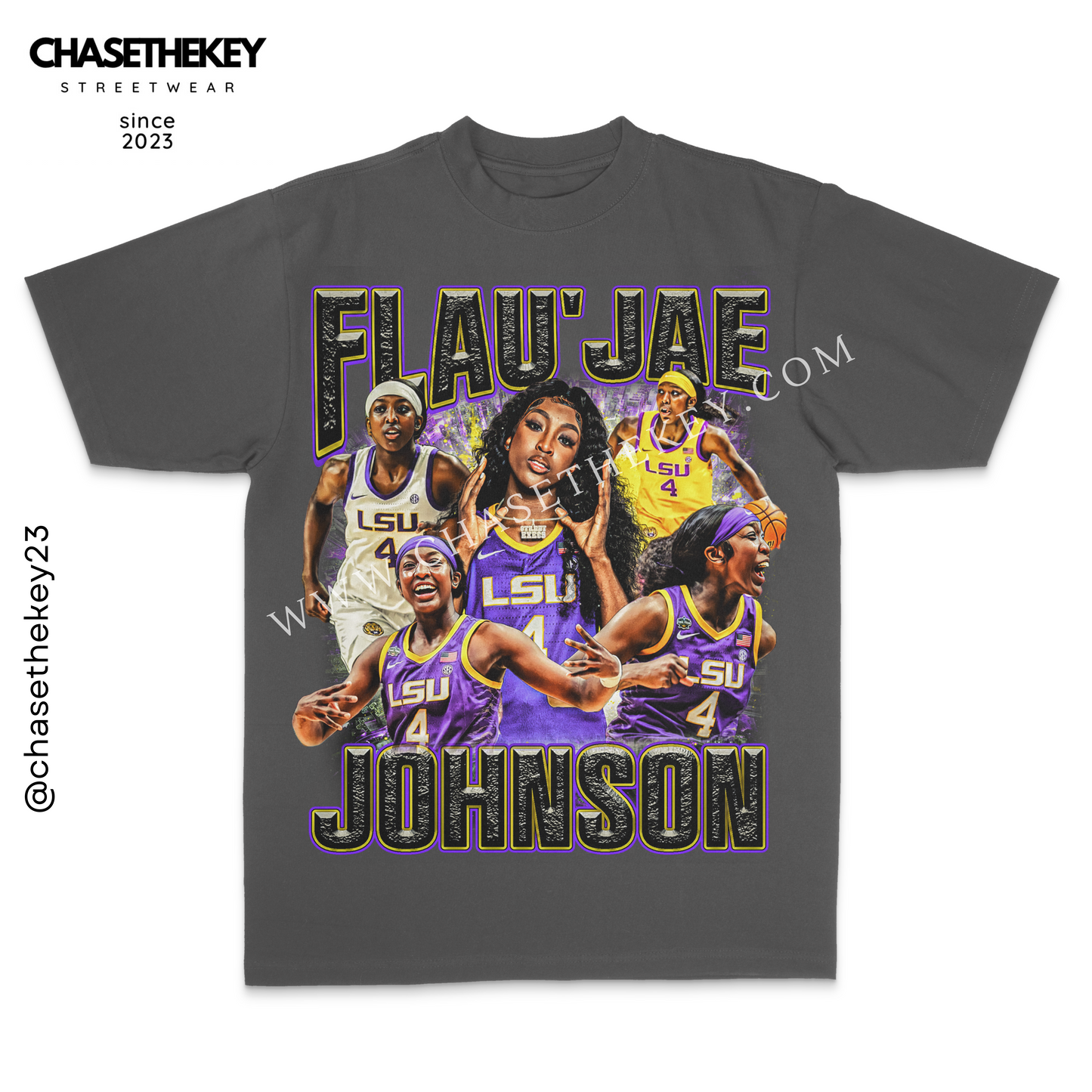 Flau'jae Johnson LSU Tigers t-shirt with bold team colors