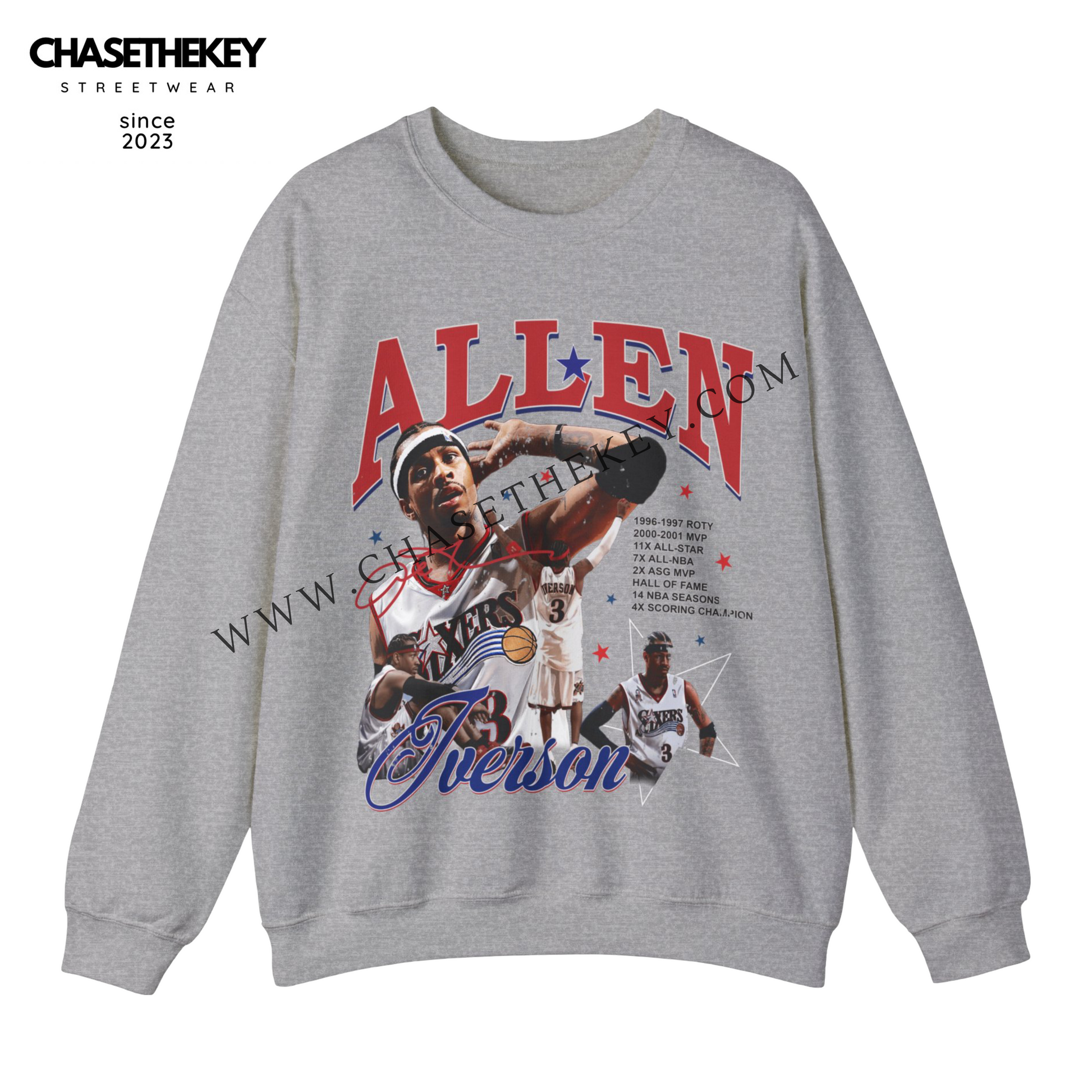 Allen Iverson Philadelphia 76ers crewneck sweatshirt for basketball fans