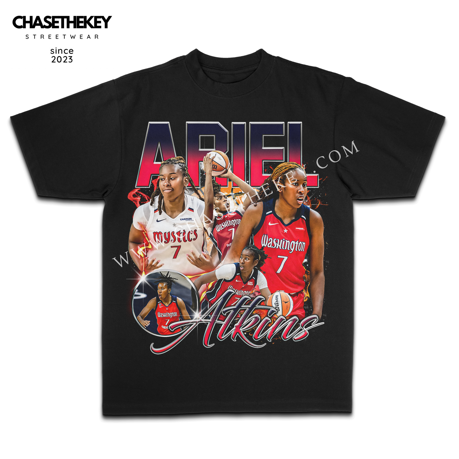 Ariel Atkins Washington Mystics Shirt honoring her contributions to the team.