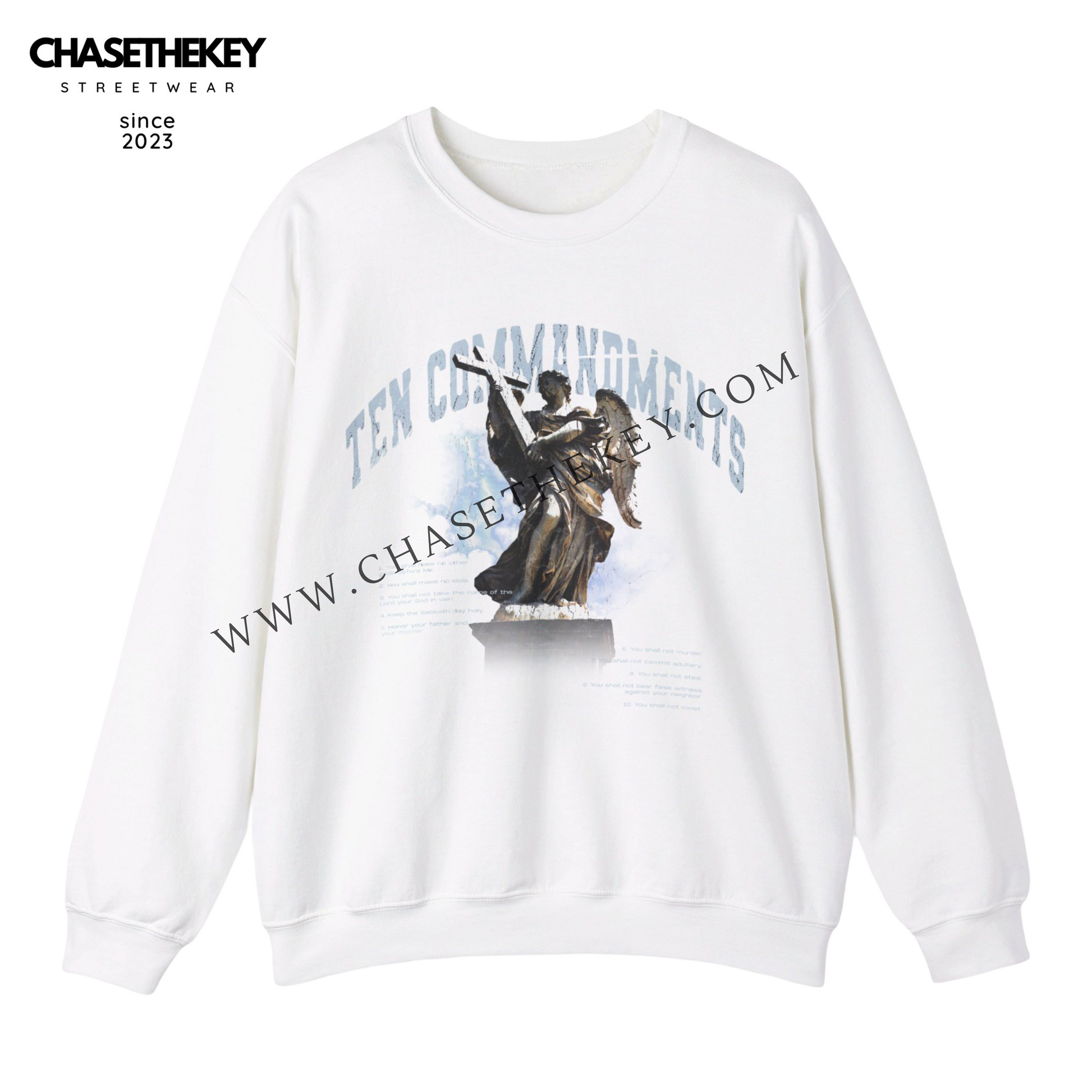 Ten Commandments faith-inspired crewneck sweatshirt for all seasons