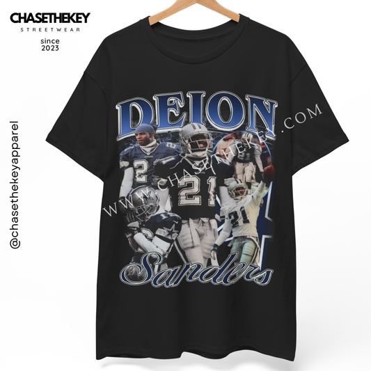 Vintage Deion Sanders Dallas Cowboys shirt featuring player name and number