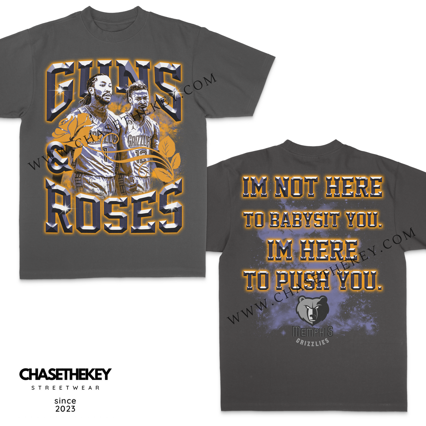 Derrick Rose & Ja Morant Memphis Grizzlies Guns & Roses T-shirt for NBA fans