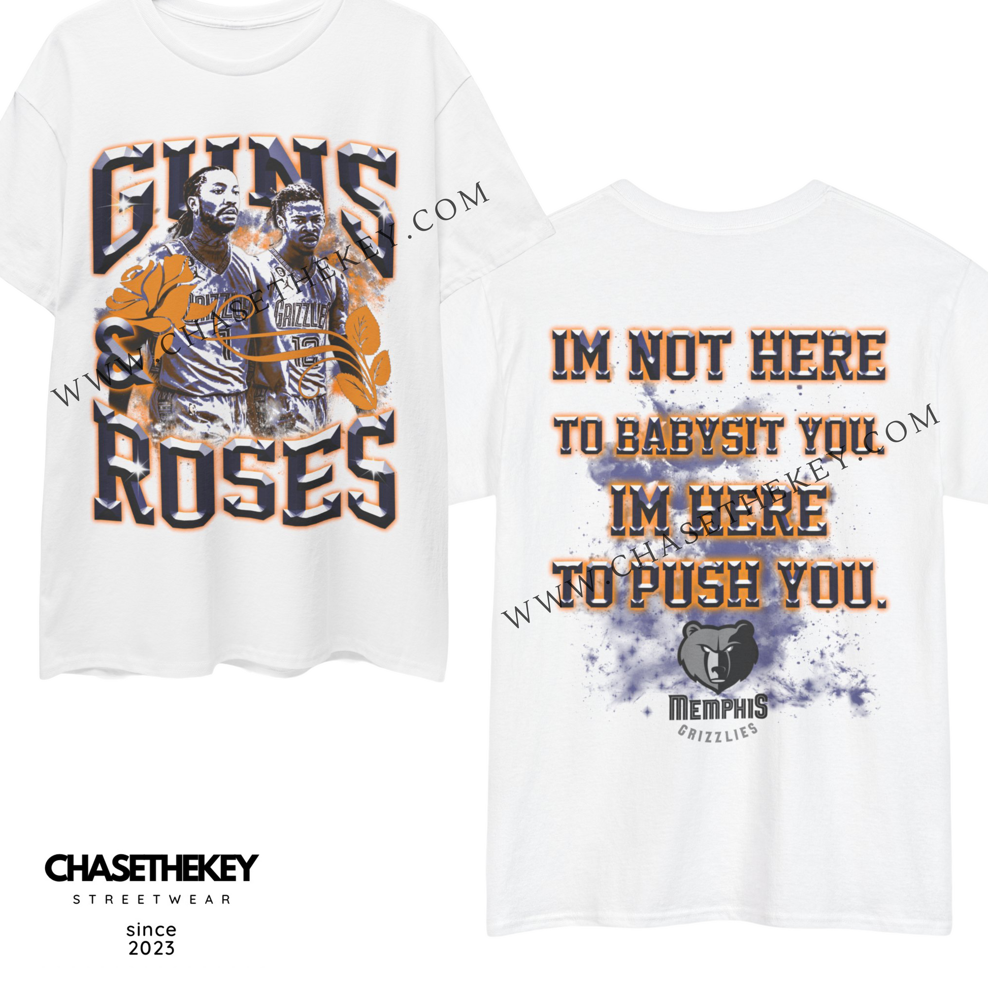 Derrick Rose & Ja Morant Memphis Grizzlies Guns & Roses T-shirt for NBA fans