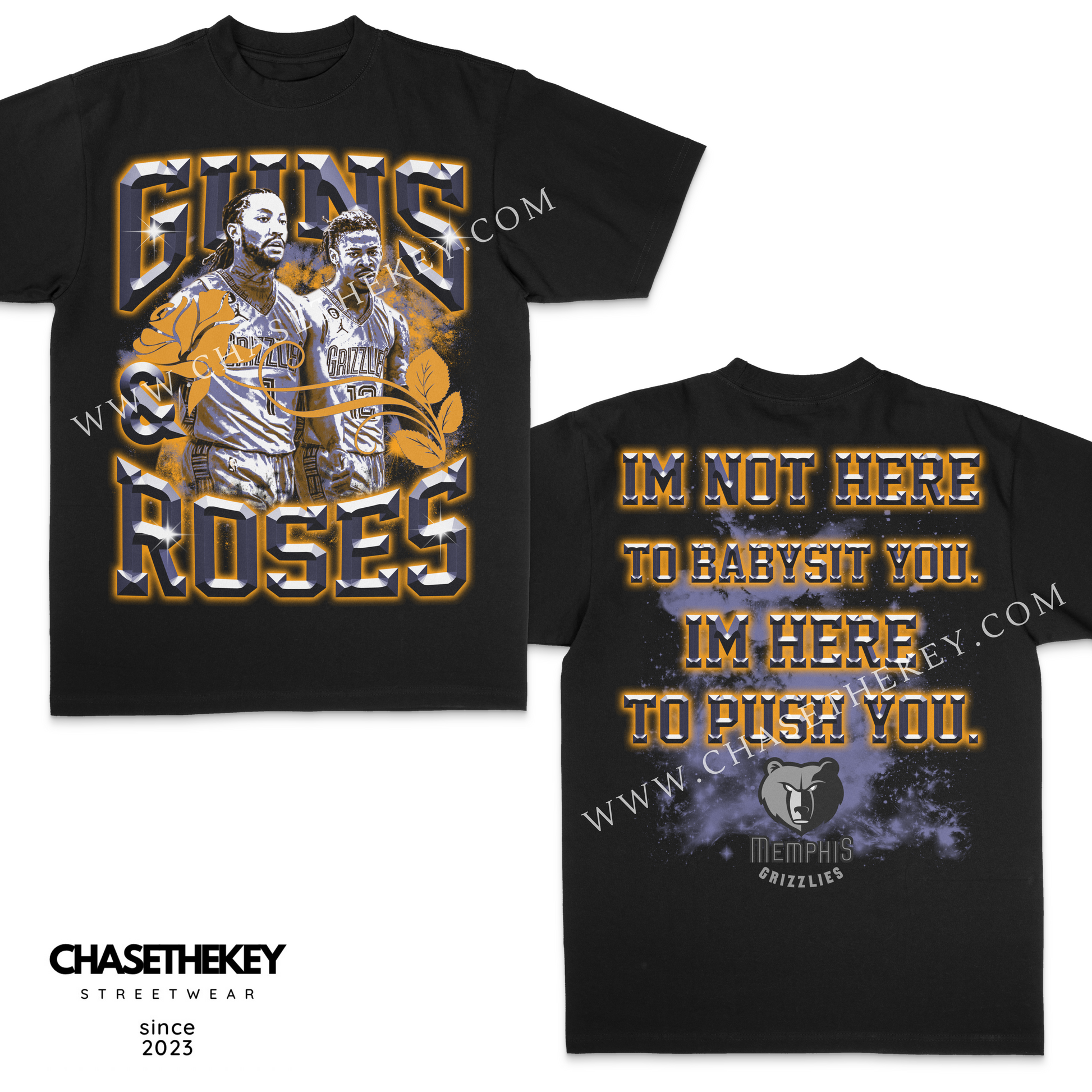 Derrick Rose & Ja Morant Memphis Grizzlies Guns & Roses T-shirt for NBA fans