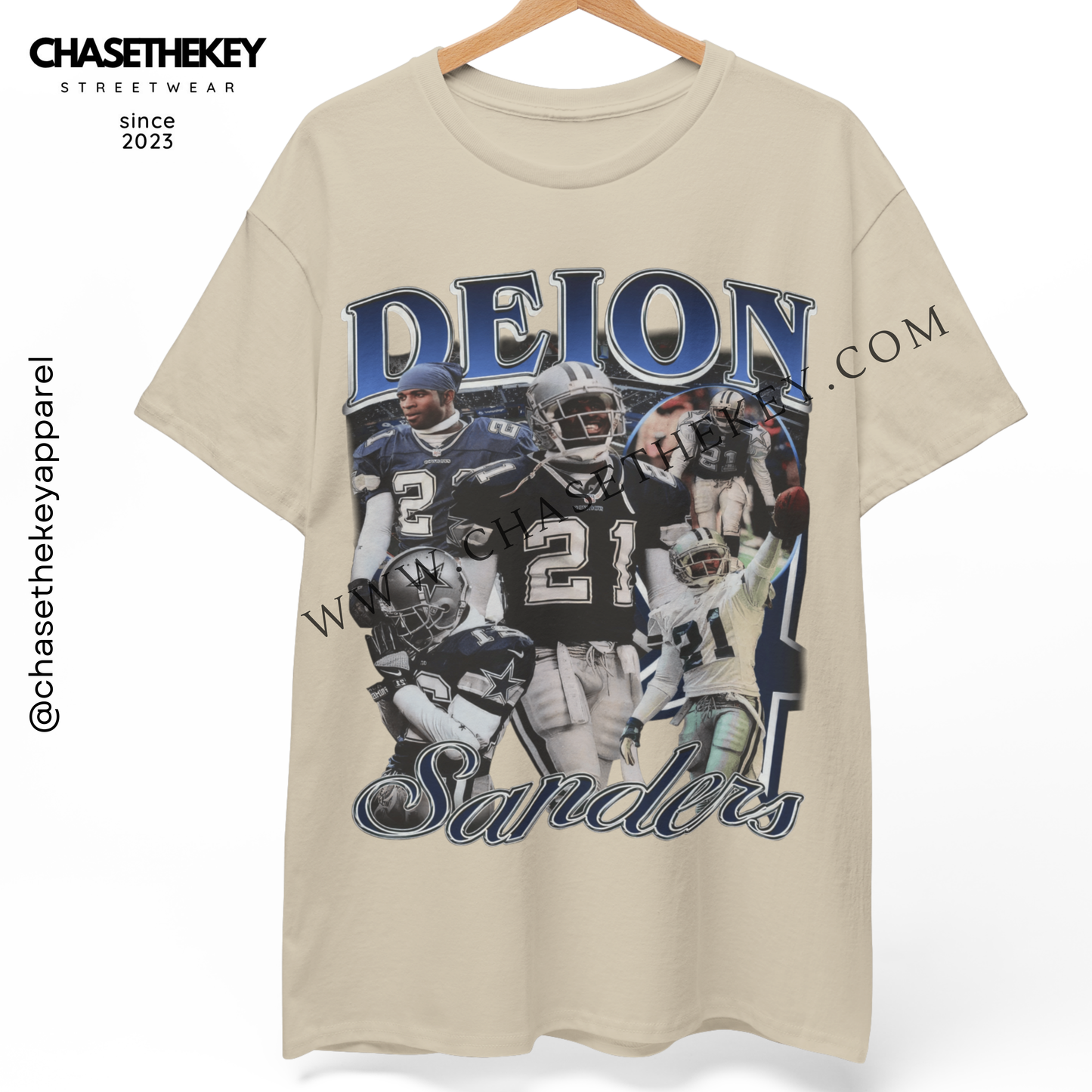 Vintage Deion Sanders Dallas Cowboys shirt featuring player name and number