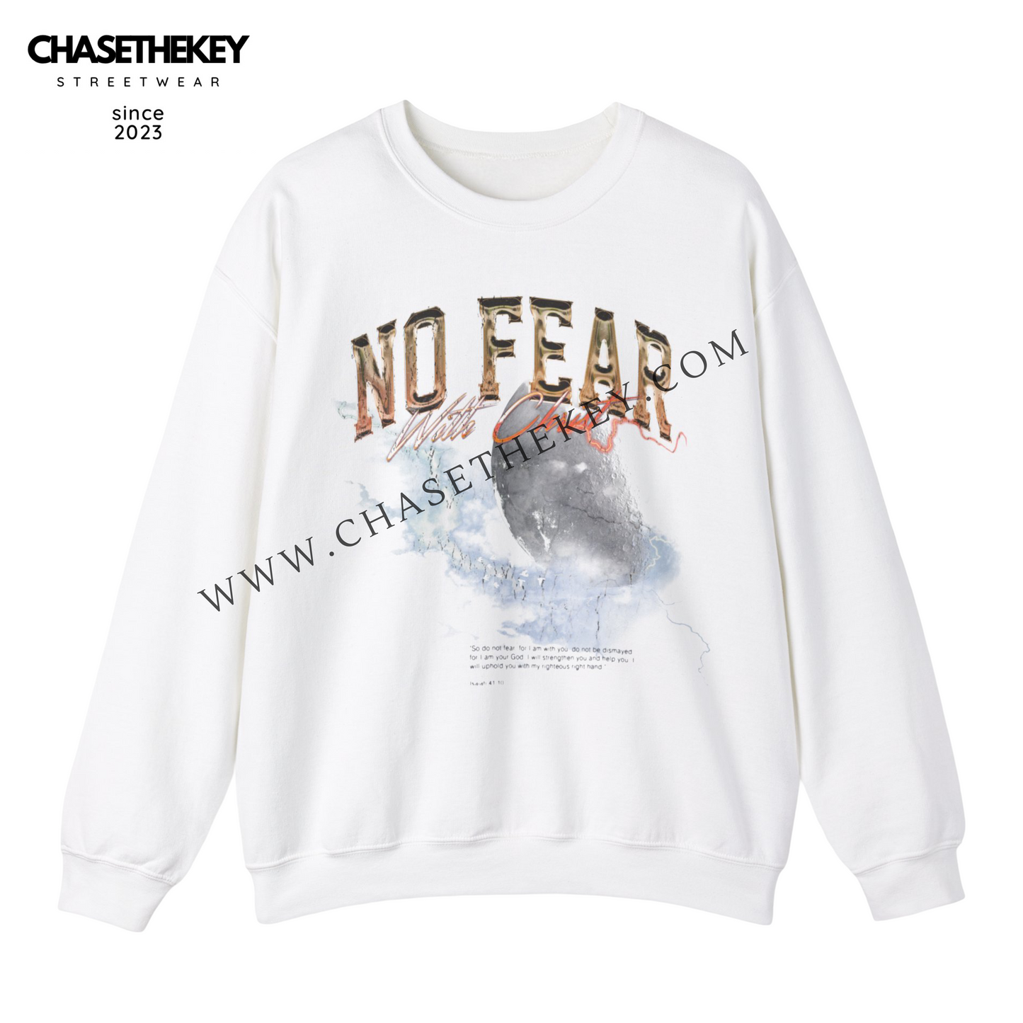 Stylish No Fear With Christ crewneck sweatshirt for Christian apparel