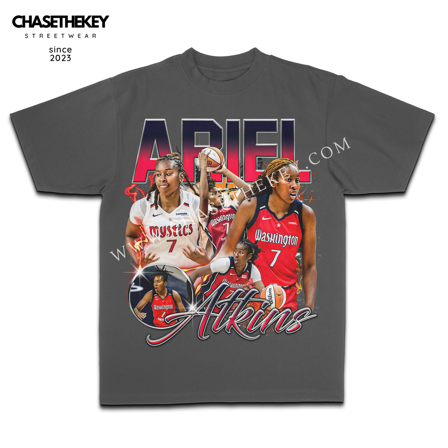 Ariel Atkins Washington Mystics Shirt honoring her contributions to the team.