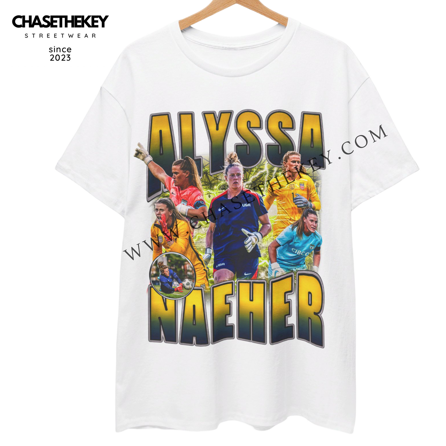 Alyssa Naeher Shirt celebrating her achievements as a top goalkeeper.