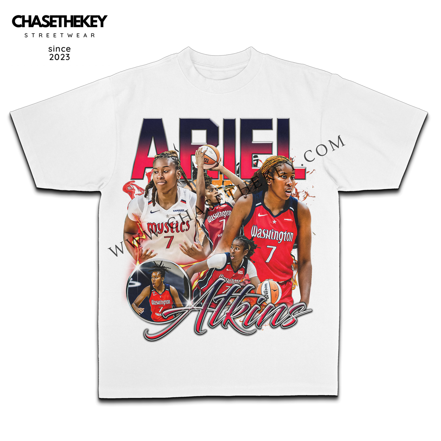 Ariel Atkins Washington Mystics Shirt honoring her contributions to the team.