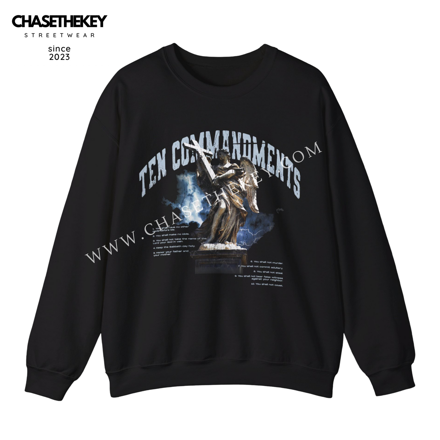 Ten Commandments faith-inspired crewneck sweatshirt for all seasons