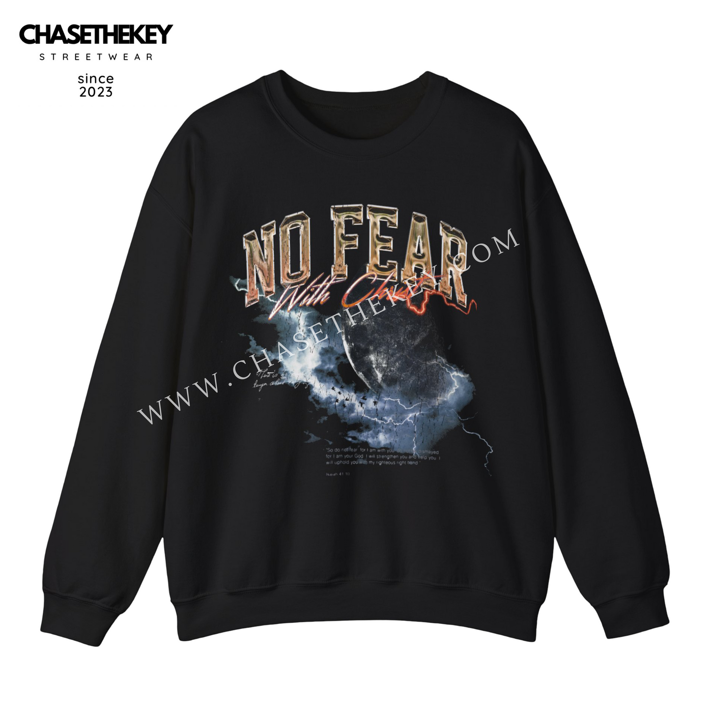 Stylish No Fear With Christ crewneck sweatshirt for Christian apparel