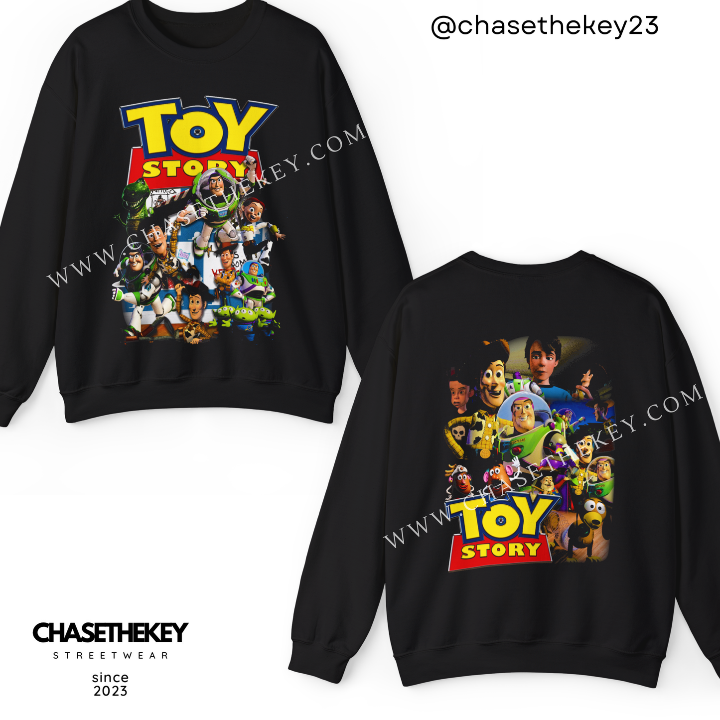 Toy Story crewneck sweatshirt featuring Woody and Buzz